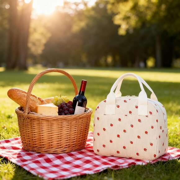 Lunch Box for Women Cute Corduroy Waterproof & Leakproof Lunch Bags Reusable The - Picture 8 of 8